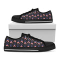 American Flag Ribbon Pattern Print Black Low Top Sneakers