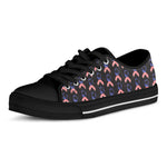 American Flag Ribbon Pattern Print Black Low Top Shoes