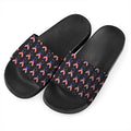 American Flag Ribbon Pattern Print Black Slide Sandals