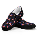 American Flag Ribbon Pattern Print Black Slip On Shoes