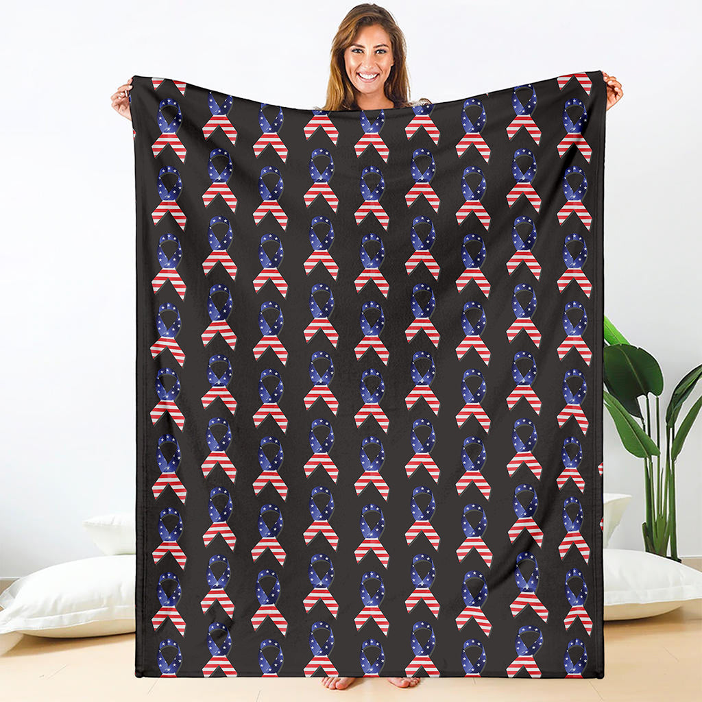 American Flag Ribbon Pattern Print Blanket