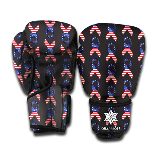 American Flag Ribbon Pattern Print Boxing Gloves