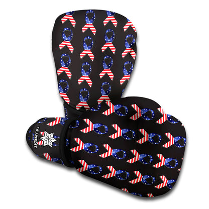 American Flag Ribbon Pattern Print Boxing Gloves