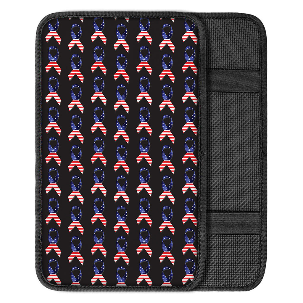 American Flag Ribbon Pattern Print Car Center Console Cover