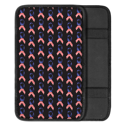 American Flag Ribbon Pattern Print Car Center Console Cover