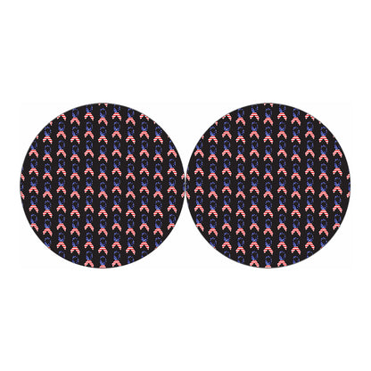 American Flag Ribbon Pattern Print Car Coasters