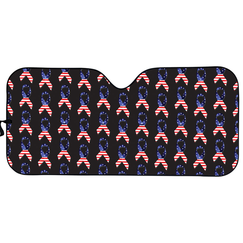 American Flag Ribbon Pattern Print Car Sun Shade