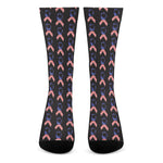 American Flag Ribbon Pattern Print Crew Socks