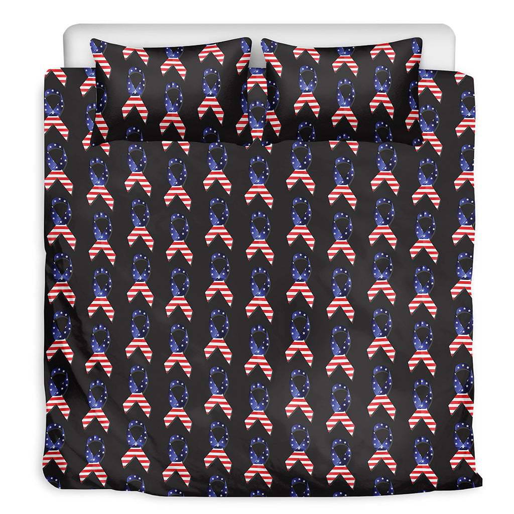 American Flag Ribbon Pattern Print Duvet Cover Bedding Set