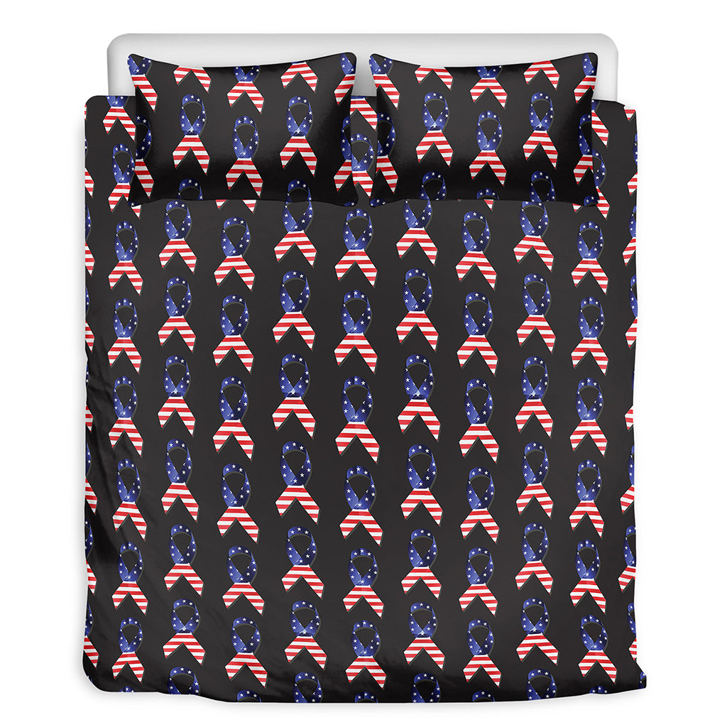 American Flag Ribbon Pattern Print Duvet Cover Bedding Set