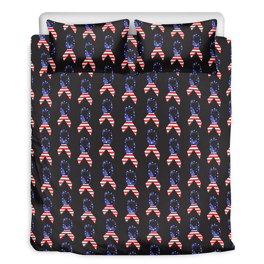 American Flag Ribbon Pattern Print Duvet Cover Bedding Set