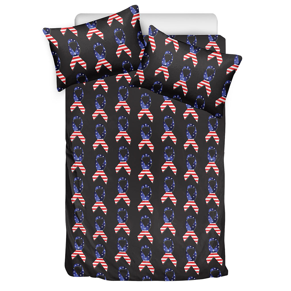 American Flag Ribbon Pattern Print Duvet Cover Bedding Set