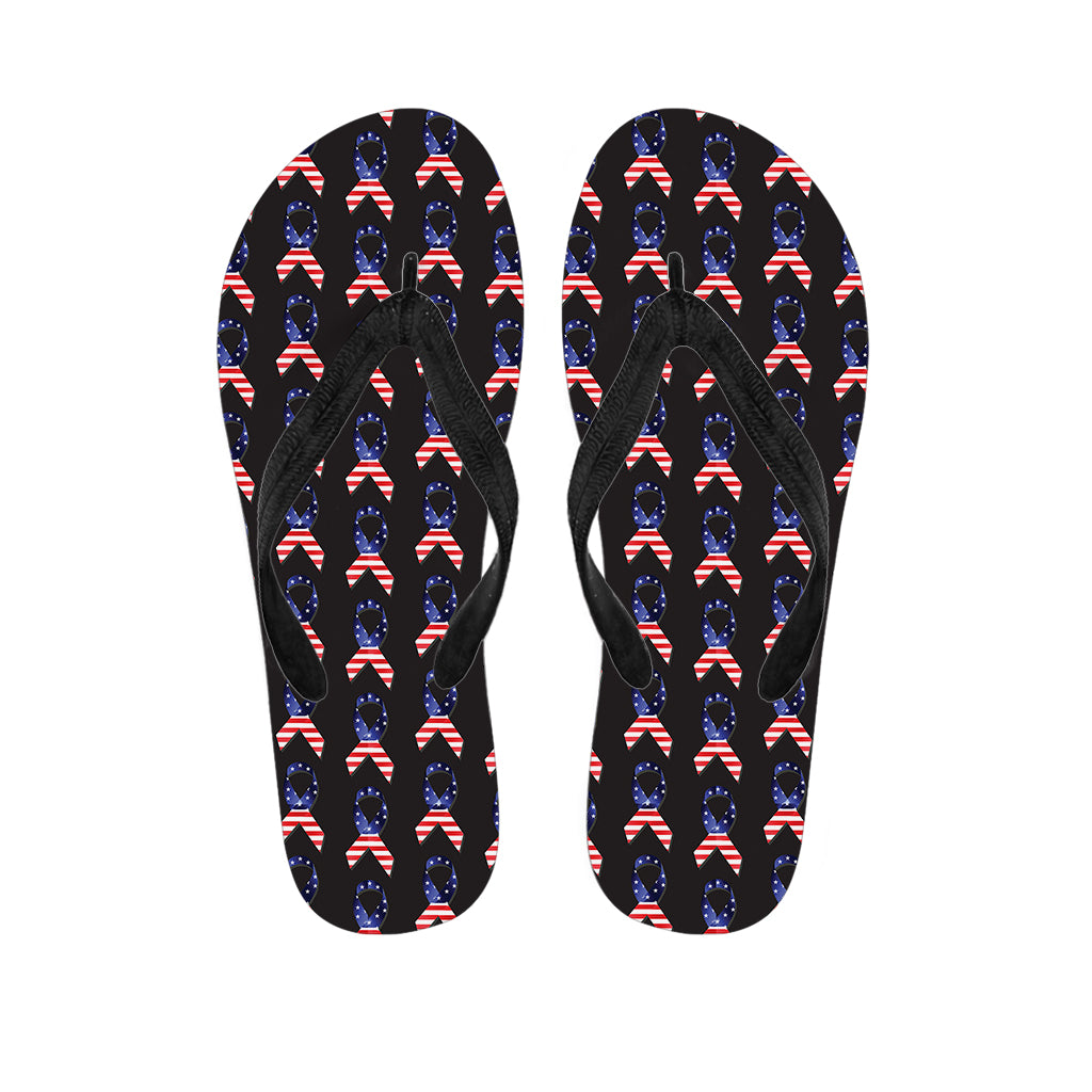 American Flag Ribbon Pattern Print Flip Flops