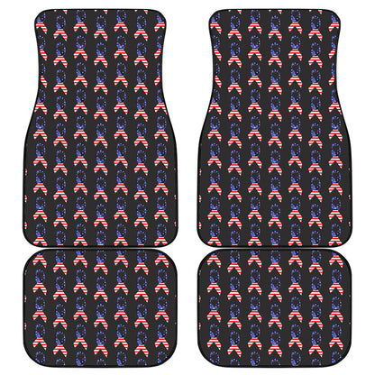 American Flag Ribbon Pattern Print Front and Back Car Floor Mats