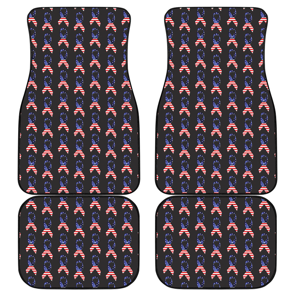 American Flag Ribbon Pattern Print Front and Back Car Floor Mats