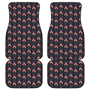 American Flag Ribbon Pattern Print Front and Back Car Floor Mats