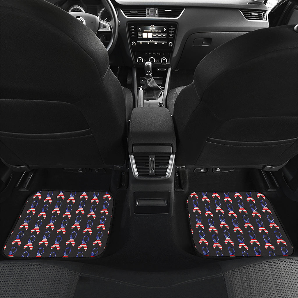 American Flag Ribbon Pattern Print Front and Back Car Floor Mats