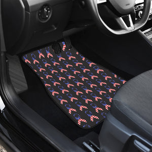 American Flag Ribbon Pattern Print Front and Back Car Floor Mats