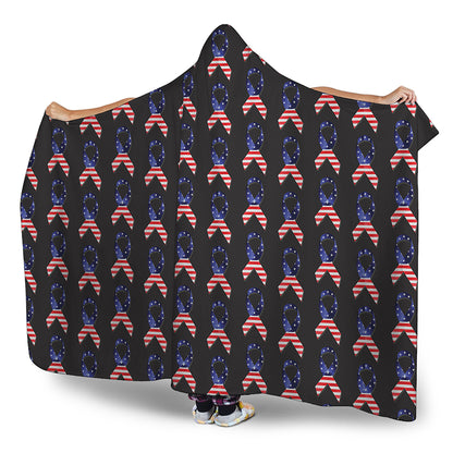 American Flag Ribbon Pattern Print Hooded Blanket