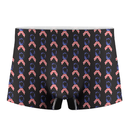 American Flag Ribbon Pattern Print Men's Boxer Briefs