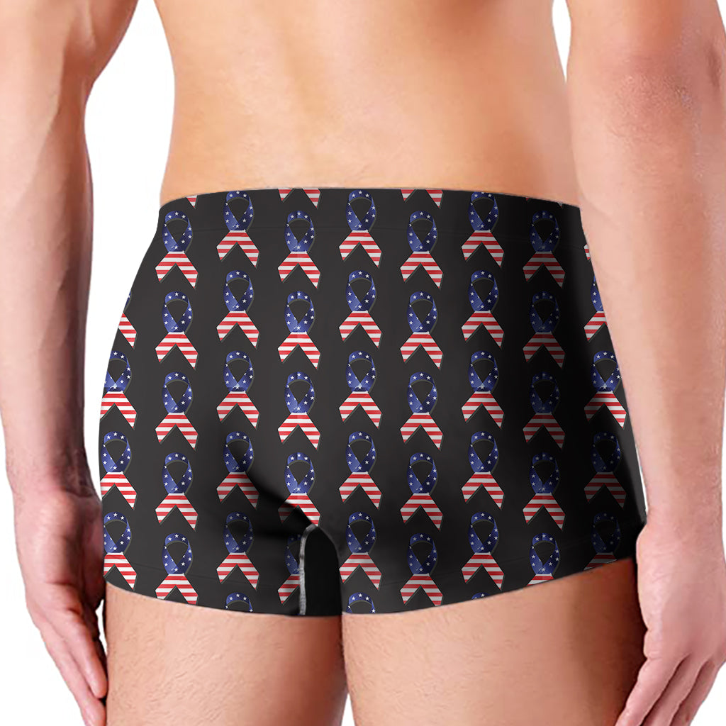 American Flag Ribbon Pattern Print Men's Boxer Briefs