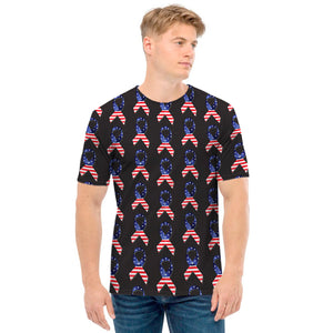 American Flag Ribbon Pattern Print Men's T-Shirt