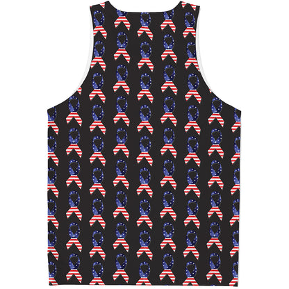 American Flag Ribbon Pattern Print Men's Tank Top