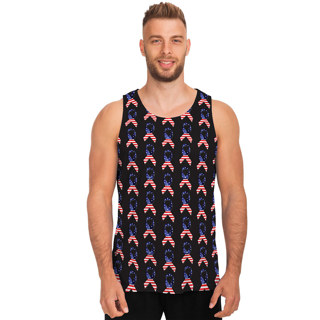 American Flag Ribbon Pattern Print Men's Tank Top