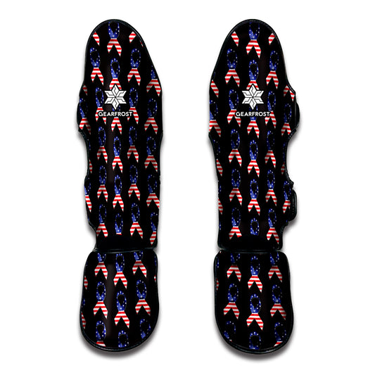 American Flag Ribbon Pattern Print Muay Thai Shin Guard