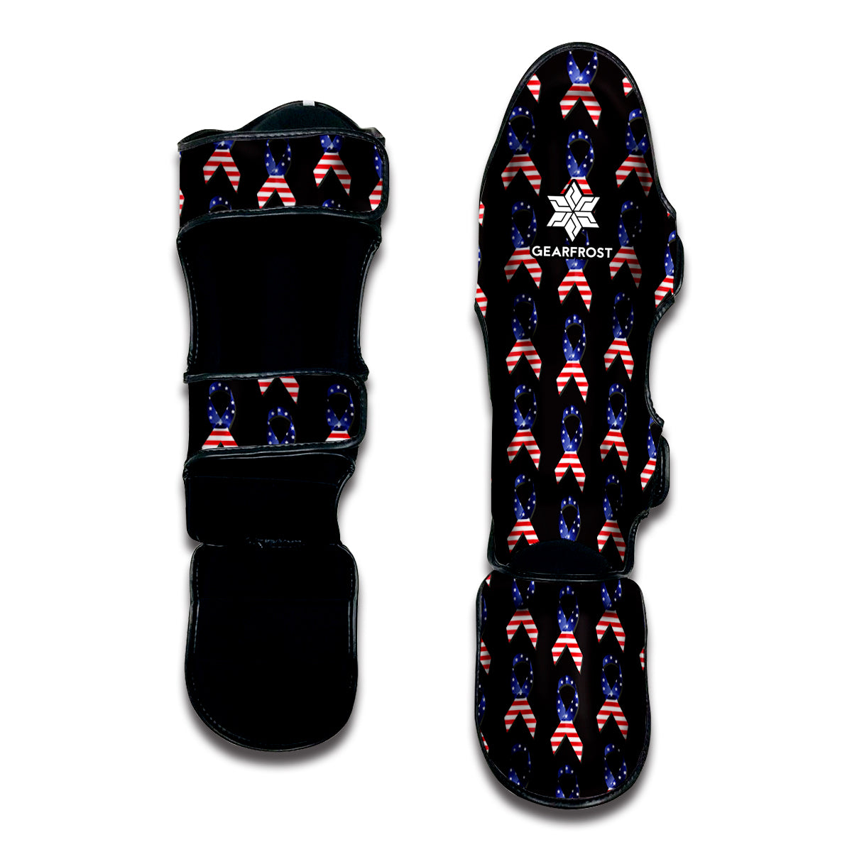 American Flag Ribbon Pattern Print Muay Thai Shin Guard