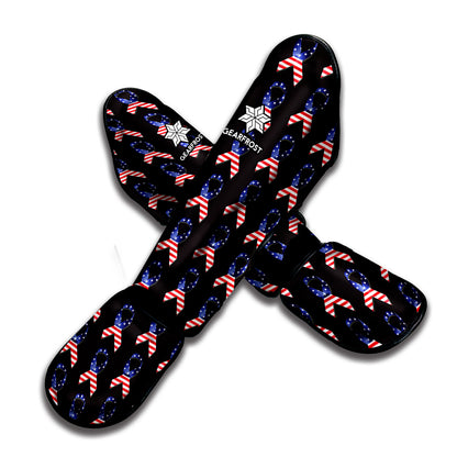 American Flag Ribbon Pattern Print Muay Thai Shin Guard