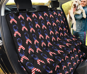 American Flag Ribbon Pattern Print Pet Car Back Seat Cover