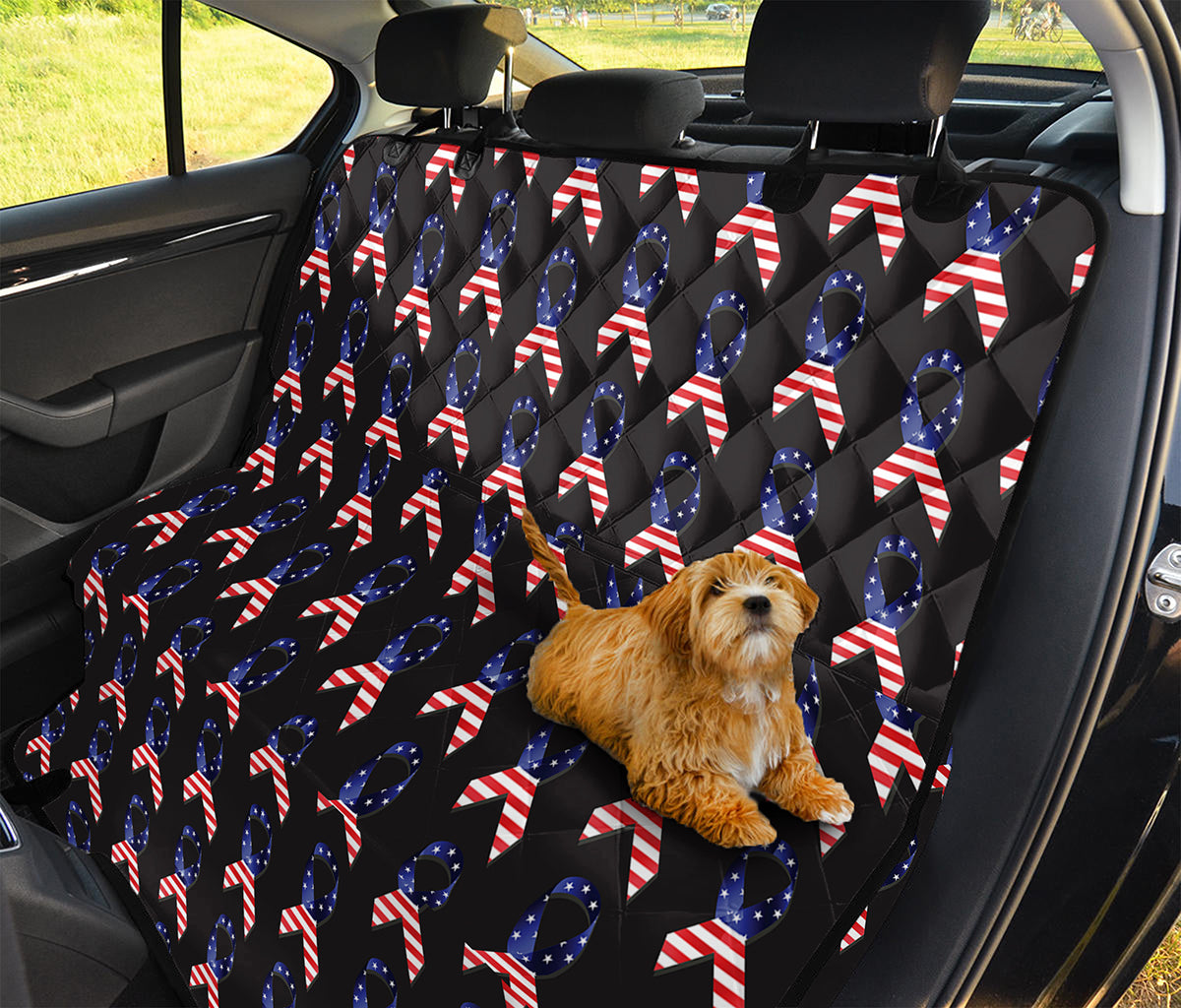 American Flag Ribbon Pattern Print Pet Car Back Seat Cover