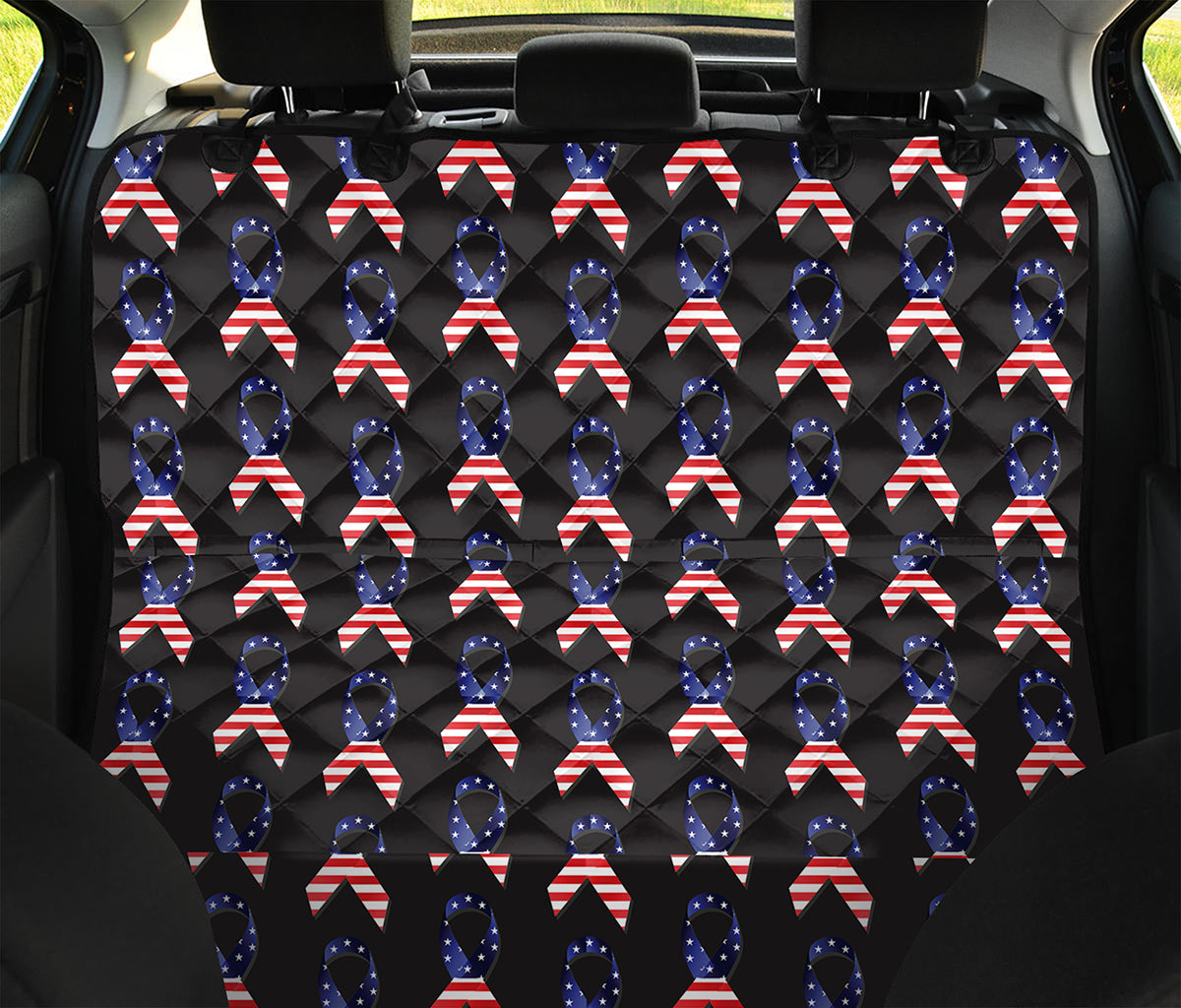 American Flag Ribbon Pattern Print Pet Car Back Seat Cover