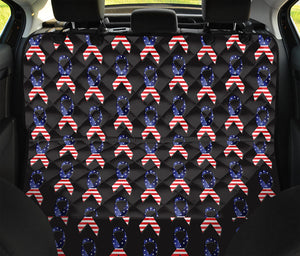 American Flag Ribbon Pattern Print Pet Car Back Seat Cover