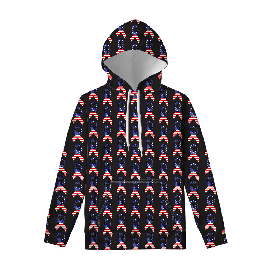 American Flag Ribbon Pattern Print Pullover Hoodie