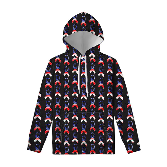 American Flag Ribbon Pattern Print Pullover Hoodie