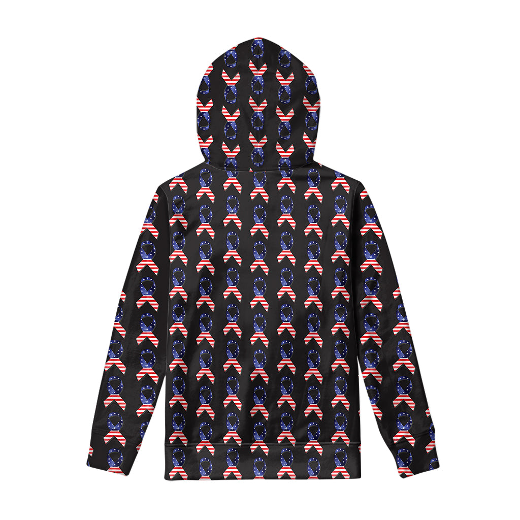 American Flag Ribbon Pattern Print Pullover Hoodie
