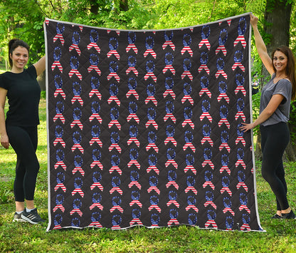 American Flag Ribbon Pattern Print Quilt