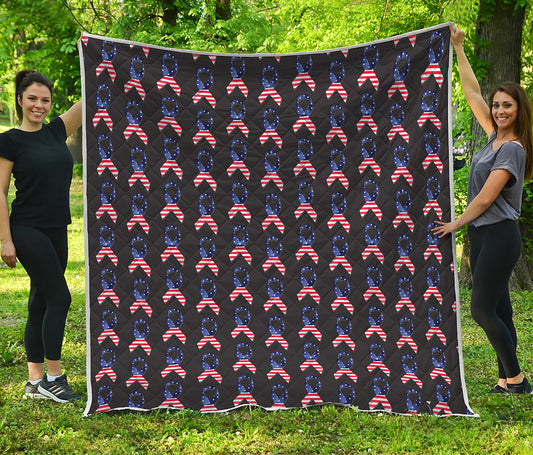 American Flag Ribbon Pattern Print Quilt