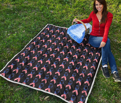 American Flag Ribbon Pattern Print Quilt