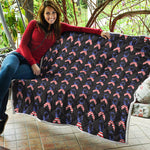 American Flag Ribbon Pattern Print Quilt