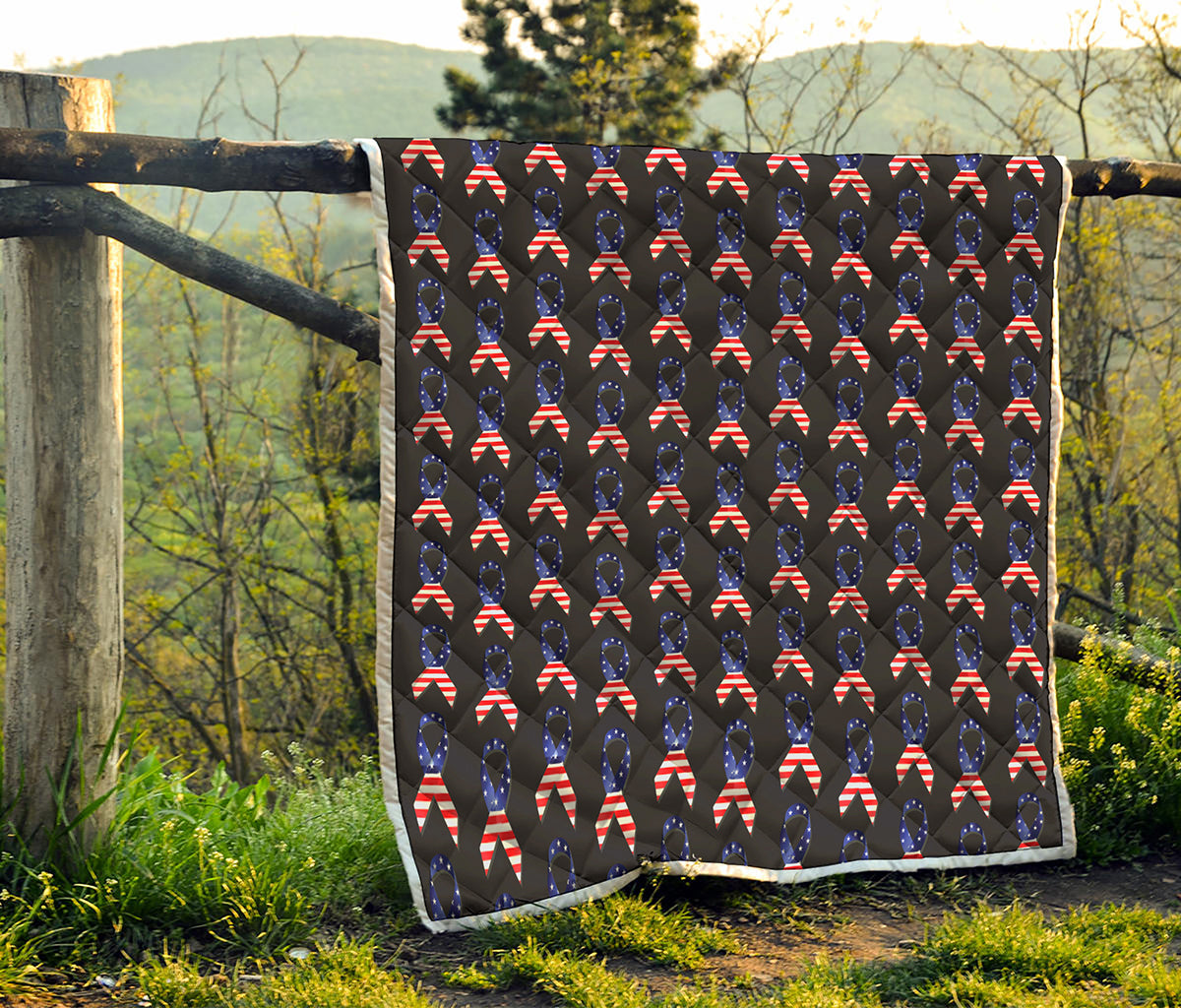 American Flag Ribbon Pattern Print Quilt