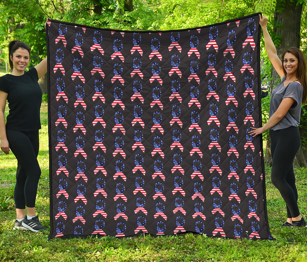 American Flag Ribbon Pattern Print Quilt