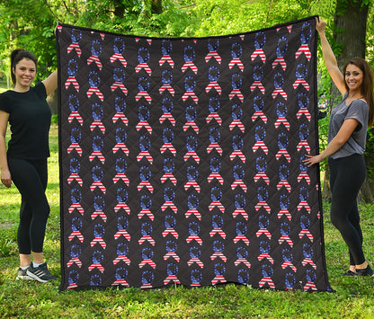 American Flag Ribbon Pattern Print Quilt