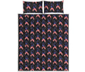 American Flag Ribbon Pattern Print Quilt Bed Set