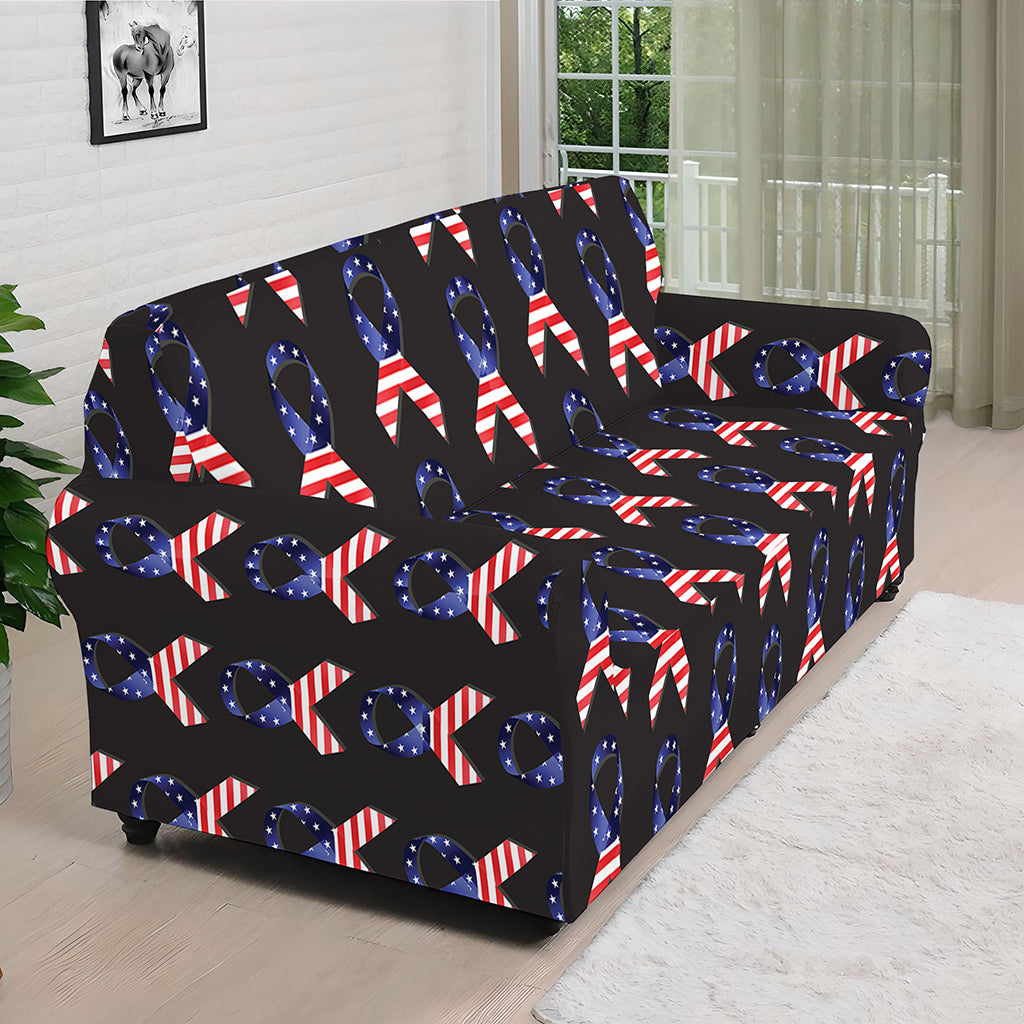American Flag Ribbon Pattern Print Sofa Cover