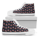 American Flag Ribbon Pattern Print White High Top Shoes