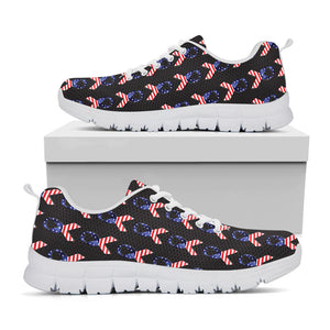 American Flag Ribbon Pattern Print White Sneakers