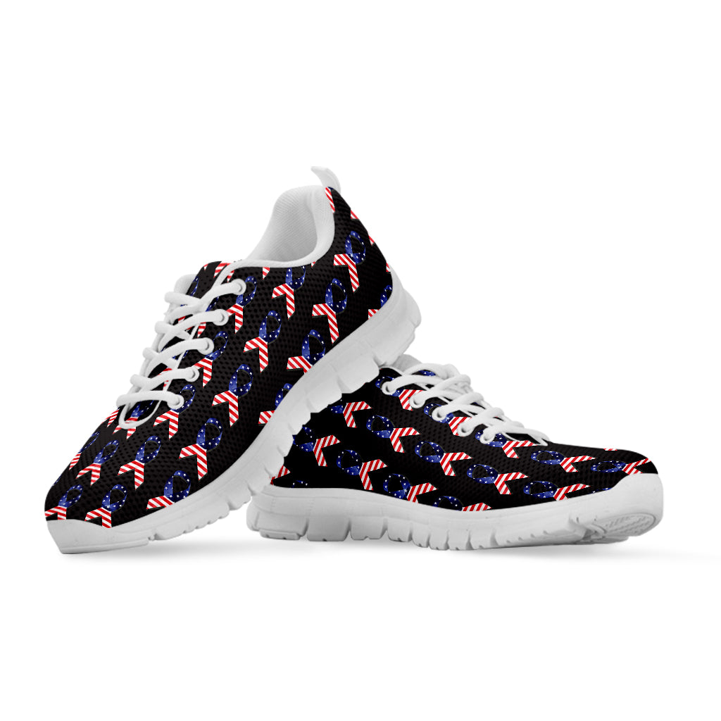 American Flag Ribbon Pattern Print White Sneakers